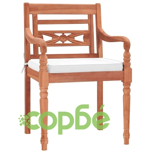 Градински комплект, 9 части, бял с възглавници, тик масив ➤ топ цена ➤ sorbe.bg