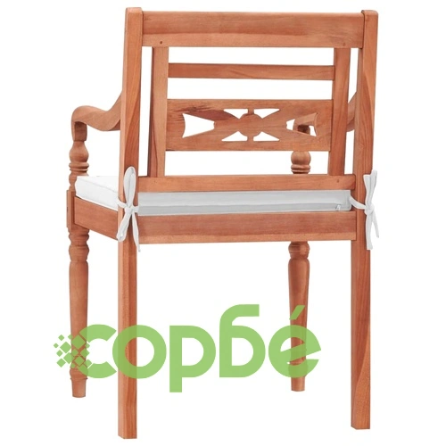 Градински комплект, 9 части, бял с възглавници, тик масив ➤ топ цена ➤ sorbe.bg