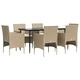 Градински трапезен комплект с възглавници 7 части бежово/черно