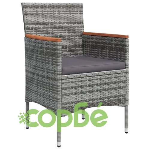 Градински трапезен комплект с възглавници 7 части сиво и черно ➤ топ цена ➤ sorbe.bg
