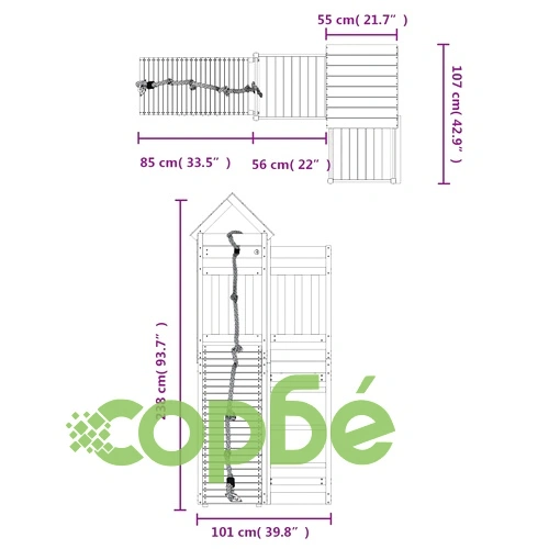 Къща за игра със стена за катерене, масивна дугласка дървесина ➤ топ цена ➤ sorbe.bg