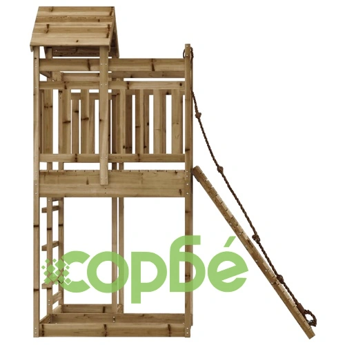 Къща за игра със стена за катерене, импрегниран бор масив ➤ топ цена ➤ sorbe.bg