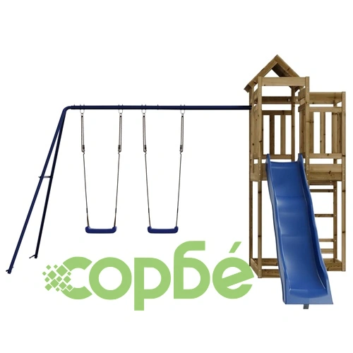 Комбинирано детско съоръжение за игра, импрегниран бор ➤ топ цена ➤ sorbe.bg