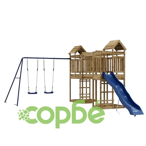 Комбинирано детско съоръжение за игра, импрегниран бор ➤ топ цена ➤ sorbe.bg