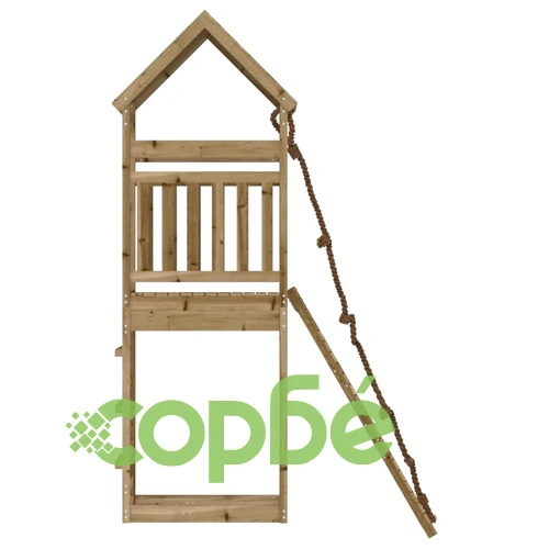 Къща за игра със стена за катерене, импрегниран бор масив ➤ топ цена ➤ sorbe.bg