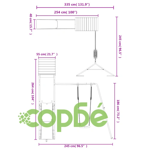 Комбинирано детско съоръжение за игра на открито, бор масив ➤ топ цена ➤ sorbe.bg