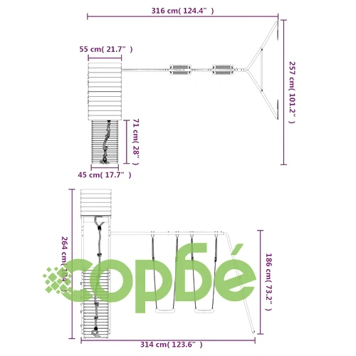 Комбинирано детско съоръжение, масивна дугласка дървесина ➤ топ цена ➤ sorbe.bg