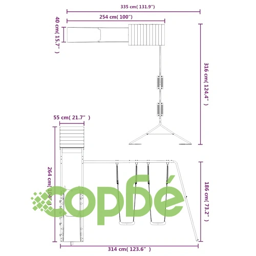 Комбинирано детско съоръжение, масивна дугласка дървесина ➤ топ цена ➤ sorbe.bg