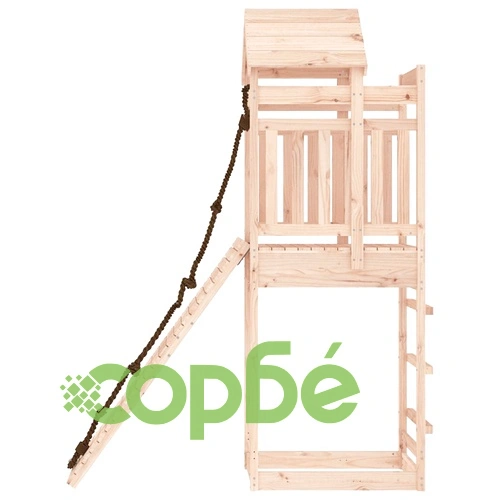Къща за игра със стена за катерене, борово дърво масив ➤ топ цена ➤ sorbe.bg