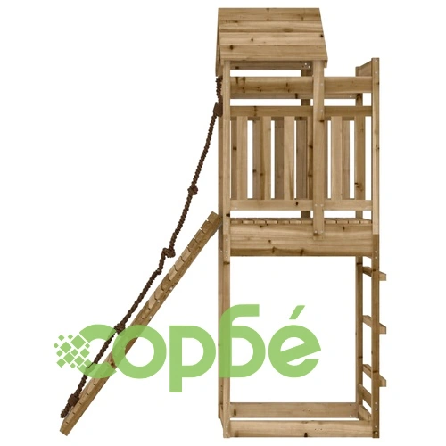 Къща за игра със стена за катерене, импрегниран бор масив ➤ топ цена ➤ sorbe.bg