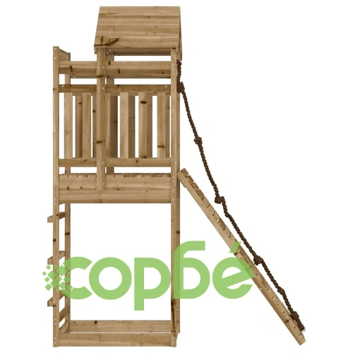 Къща за игра със стена за катерене, импрегниран бор масив ➤ топ цена ➤ sorbe.bg