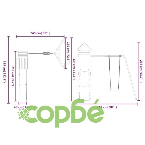 Комбинирано детско съоръжение, масивна дугласка дървесина ➤ топ цена ➤ sorbe.bg