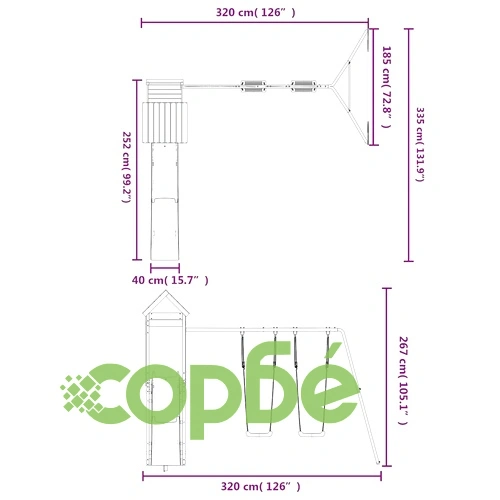 Комбинирано детско съоръжение, масивна дугласка дървесина ➤ топ цена ➤ sorbe.bg
