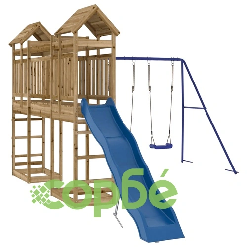 Комбинирано детско съоръжение за игра, импрегниран бор ➤ топ цена ➤ sorbe.bg