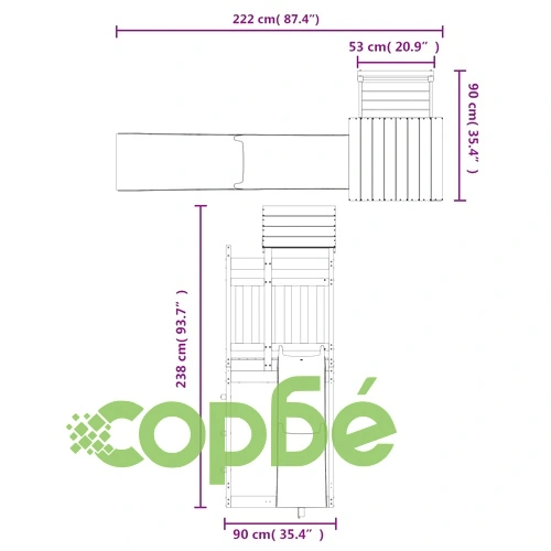 Комбинирано детско съоръжение, масивна дугласка дървесина ➤ топ цена ➤ sorbe.bg