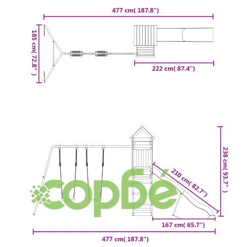 Комбинирано детско съоръжение за игра, импрегниран бор ➤ топ цена ➤ sorbe.bg