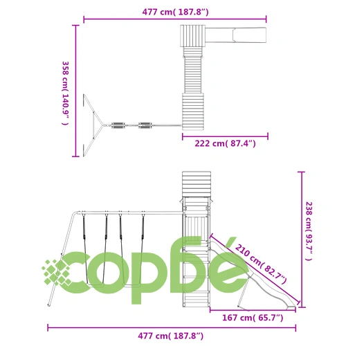 Комбинирано детско съоръжение за игра, импрегниран бор ➤ топ цена ➤ sorbe.bg