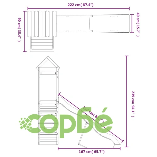 Комбинирано детско съоръжение за игра на открито, бор масив ➤ топ цена ➤ sorbe.bg