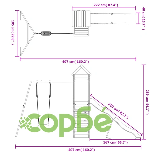 Комбинирано детско съоръжение за игра, импрегниран бор ➤ топ цена ➤ sorbe.bg