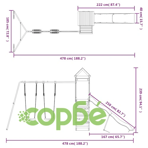 Комбинирано детско съоръжение за игра на открито, бор масив ➤ топ цена ➤ sorbe.bg