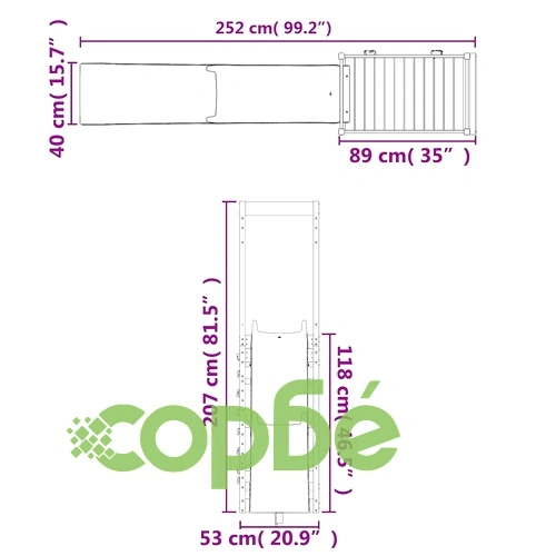 Комбинирано детско съоръжение за игра на открито, бор масив  ➤ топ цена ➤ sorbe.bg