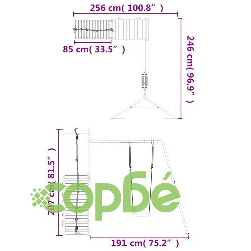 Комбинирано детско съоръжение за игра на открито, бор масив ➤ топ цена ➤ sorbe.bg