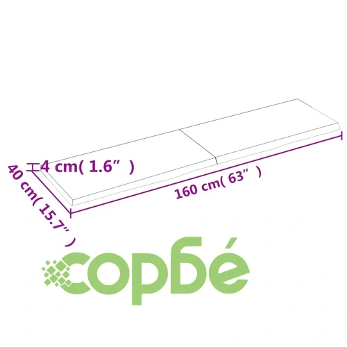 Плот за маса, 160x40x(2-4) см, необработен масивен дъб ➤ топ цена ➤ sorbe.bg