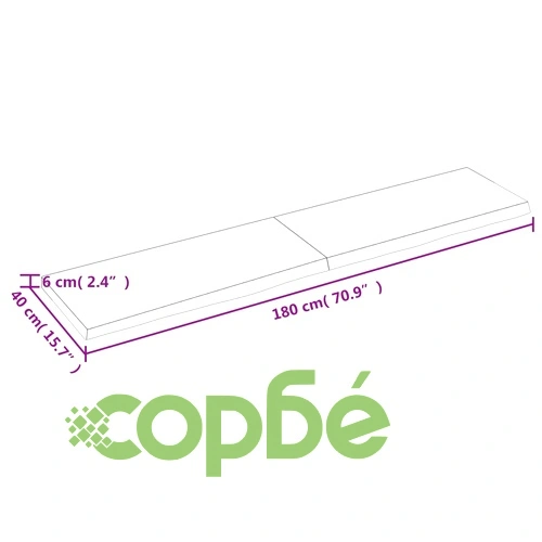 Плот за маса, 180x40x(2-6) см, необработен масивен дъб ➤ топ цена ➤ sorbe.bg