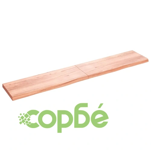 Плот за маса светлокафяв 220x40x(2-6) см обработен масивен дъб ➤ топ цена ➤ sorbe.bg