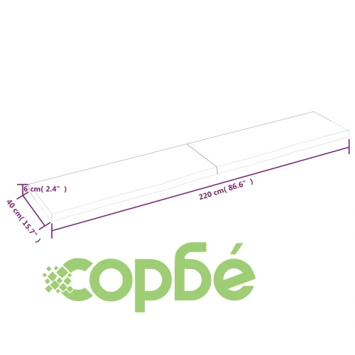 Плот за маса светлокафяв 220x40x(2-6) см обработен масивен дъб ➤ топ цена ➤ sorbe.bg