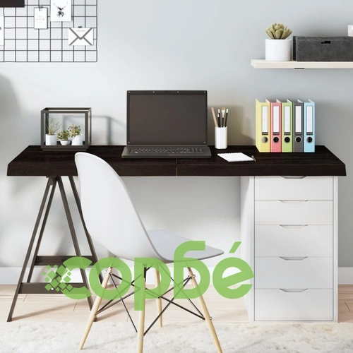 Плот за маса тъмнокафяв 140x40x(2-6) см обработен масивен дъб ➤ топ цена ➤ sorbe.bg