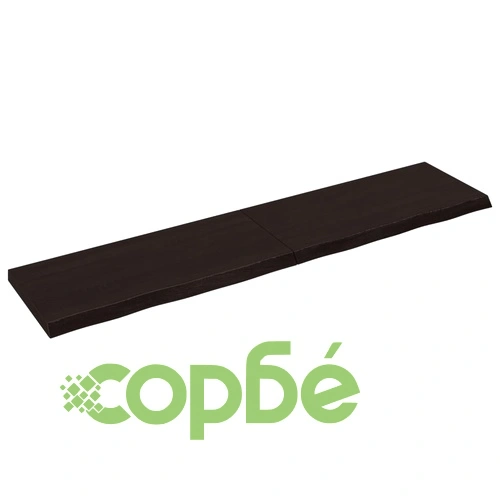 Плот за маса тъмнокафяв 220x50x(2-6) см обработен масивен дъб ➤ топ цена ➤ sorbe.bg