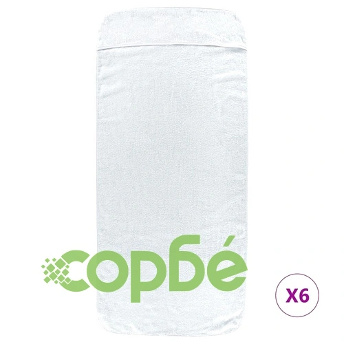 Плажни кърпи 6 бр бели 60x135 см текстил 400 GSM ➤ топ цена ➤ sorbe.bg