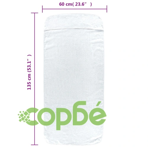 Плажни кърпи 6 бр бели 60x135 см текстил 400 GSM ➤ топ цена ➤ sorbe.bg