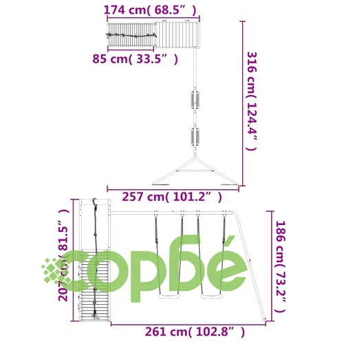 Комбинирано детско съоръжение, масивна дугласка дървесина ➤ топ цена ➤ sorbe.bg
