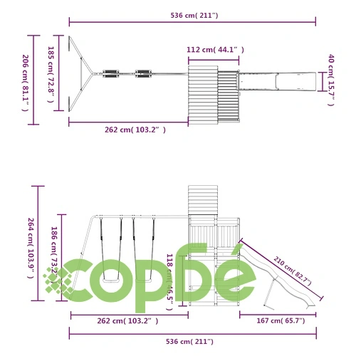 Комбинирано детско съоръжение за игра, импрегниран бор ➤ топ цена ➤ sorbe.bg
