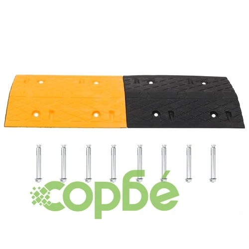 Ограничител на скоростта, жълто и черно, 226x32,5x4 см, каучук ➤ топ цена ➤ sorbe.bg