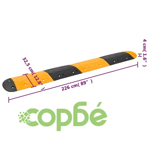 Ограничител на скоростта, жълто и черно, 226x32,5x4 см, каучук ➤ топ цена ➤ sorbe.bg