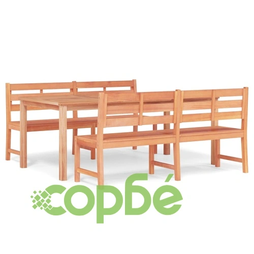 Градински трапезен комплект, 3 части, тиково дърво масив ➤ топ цена ➤ sorbe.bg