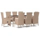 Градински комплект с възглавници, 9 части, бежов полиратан