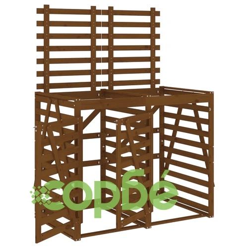 Двоен навес за съхранение на кофи за боклук, кафяв, бор масив ➤ топ цена ➤ sorbe.bg