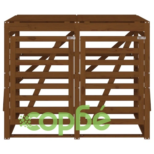 Двоен навес за съхранение на кофи за боклук, кафяв, бор масив ➤ топ цена ➤ sorbe.bg