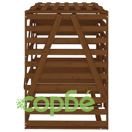 Двоен навес за съхранение на кофи за боклук, кафяв, бор масив ➤ топ цена ➤ sorbe.bg