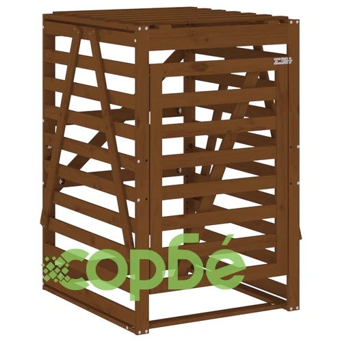 Двоен навес за съхранение на кофи за боклук, кафяв, бор масив ➤ топ цена ➤ sorbe.bg