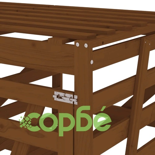 Двоен навес за съхранение на кофи за боклук, кафяв, бор масив ➤ топ цена ➤ sorbe.bg