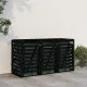 Троен навес за съхранение на кофи за боклук, черен, бор масив