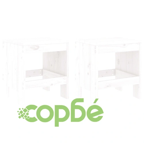 Градински бистро комплект от 3 части, бели, бор масив ➤ топ цена ➤ sorbe.bg