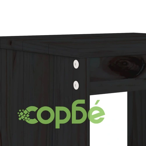 Градински бистро комплект от 3 части, черно, бор масив ➤ топ цена ➤ sorbe.bg