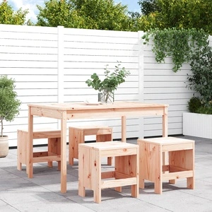 Градински трапезен комплект от 5 части, масивен бор