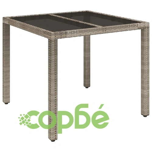 Градински трапезен комплект 5 части с възглавници сив полиратан ➤ топ цена ➤ sorbe.bg